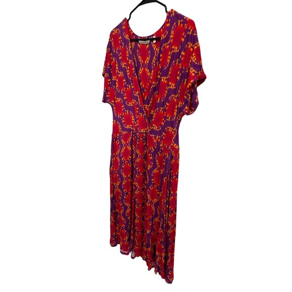 Soft Surroundings Womens Tie-Dye V-Neck Dress Red Purple Sz Large - Picture 3 of 8